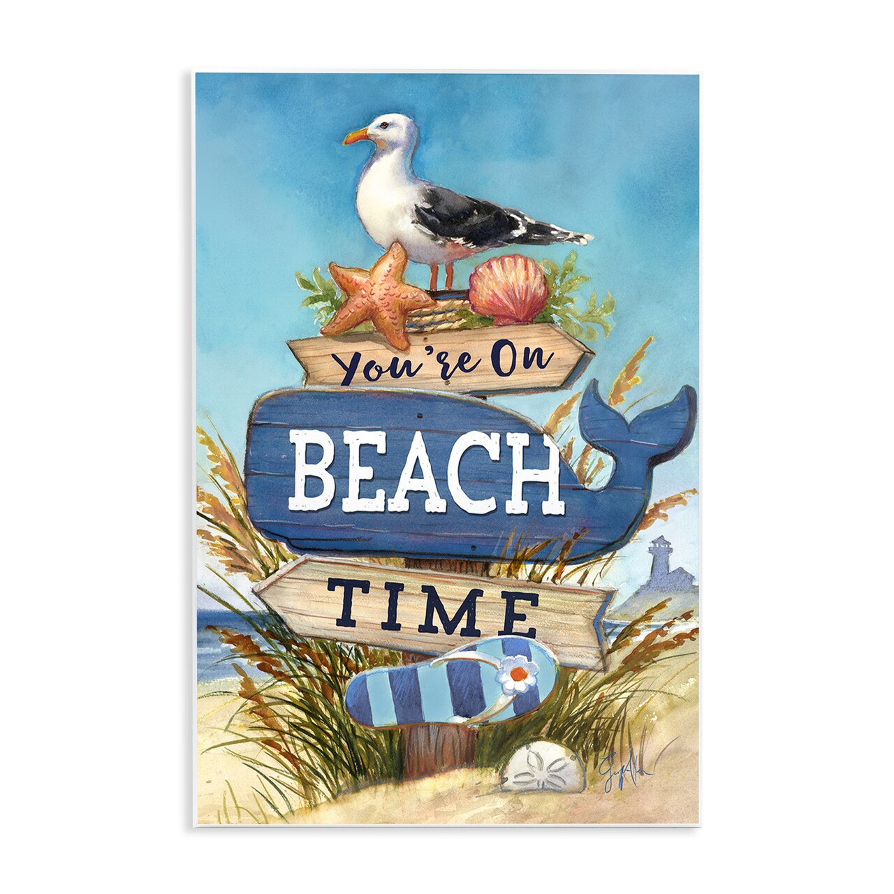 Stupell Industries On Beach Time Sign Wall Plaque Art Design by Geoff Allen